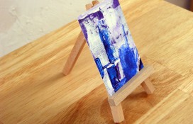 Abstract aceo art purple, blue and white